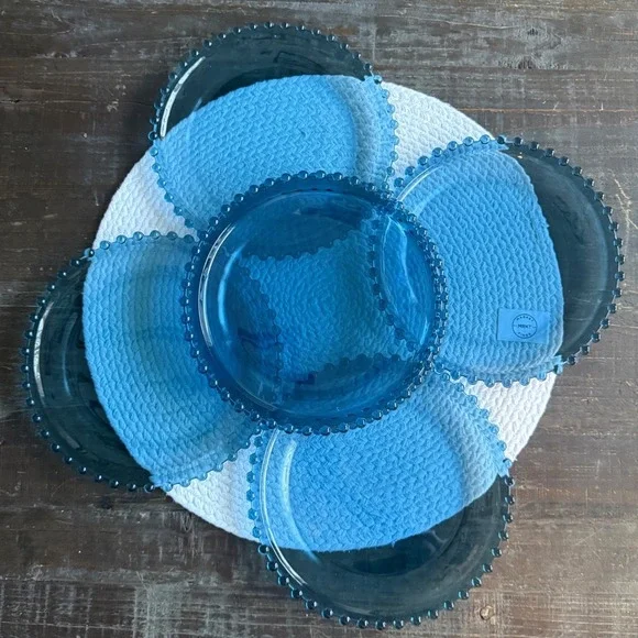Candlewick Salad Luncheon Plate Set of 6‎ MCM Teal Blue 8