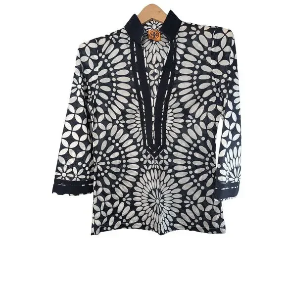 Tory Burch Tunic in Blue and White Size 4