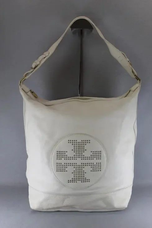 Tory Burch Kipp Perforated Logo Hobo Handbag Womens