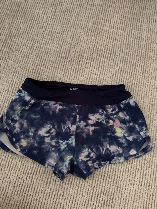 Athletes girls size XL/14  Navy Tie-Dye Athletic Shorts with Multicolor Accents