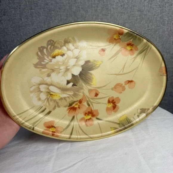 MCM DAE HO Korean Fiberglass Traymold Small Tray Autumn Pink Floral Thanksgiving