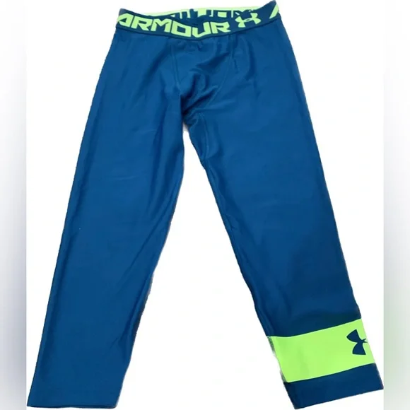 UNDER ARMOUR Boys Teal Blue Heatgear Compression Bottoms‎ Size Med
