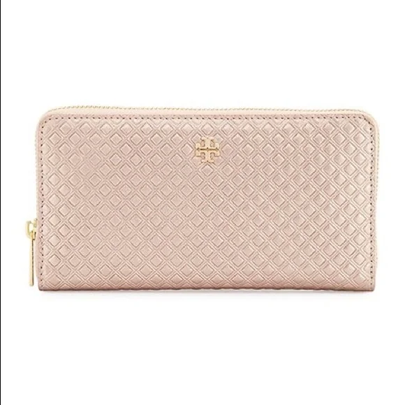 Tory Burch Marion Embossed Rose Gold Wallet