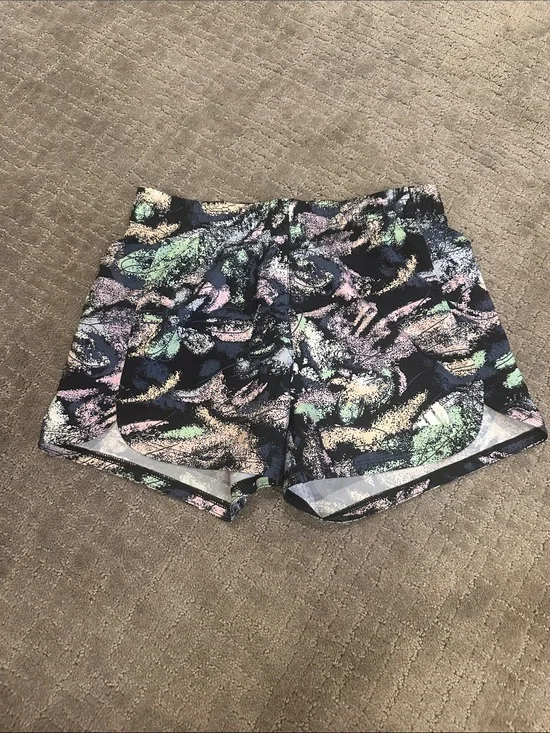 adidas Black Shorts with Pastel Abstract Print girls 14