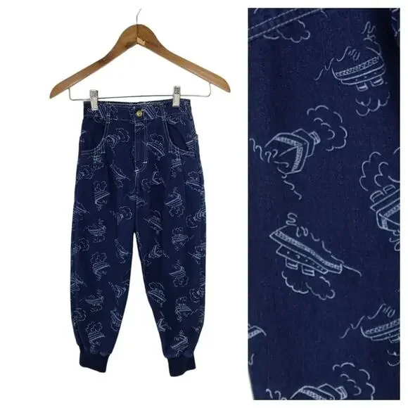 OshKosh Vintage Nautical Jeans 6R Sailboat USA 90s Jogger Pants