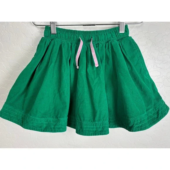Mini Boden Girls Green Corduroy Skirt Floral Lined‎ Elastic Waist 4-5Y 2240