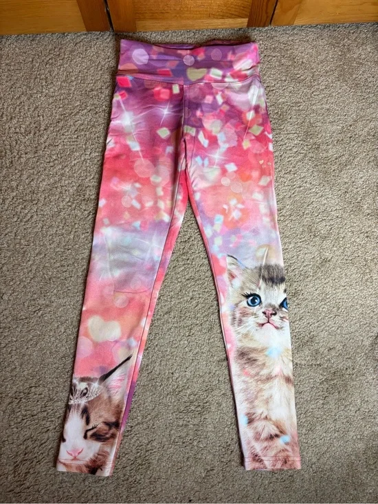 Justice Pink and Purple Heart-Print Girls' Leggings