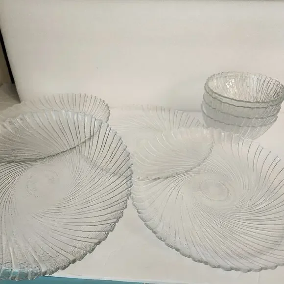 Set of 8pcs Arcoroc France Seabreeze (4) 10” Dinner Plates (4) 5