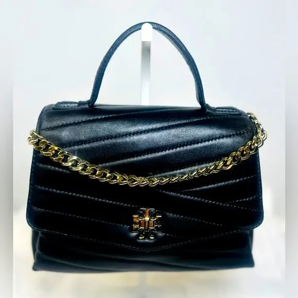 Tory Burch Black Small Kira Chevron Top-Handle Bag