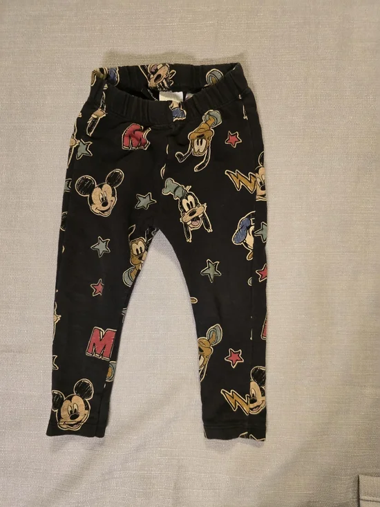 Disney Mickey & Friends Toddler Leggings 18-24M Black Printed Pants