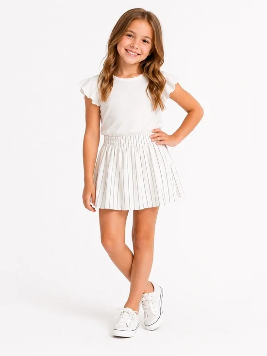 Habitual White Skirt with Black Stripes