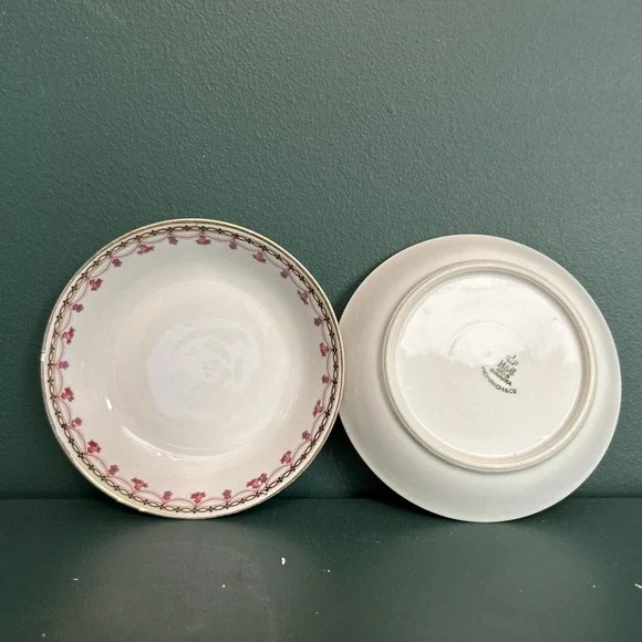Vintage Heinrich H&C Selb Bavaria Small Bowl Set Of 2 Floral Deco Gold Rim