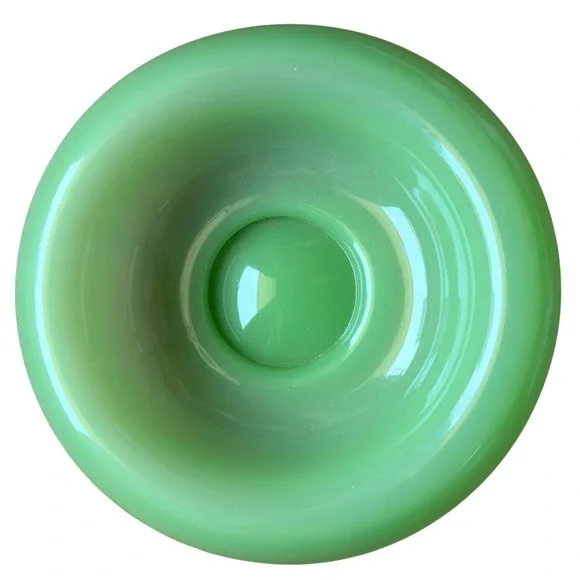 Vintage Fenton Jadeite Bowl 9 in Smooth Rim Glassware Mid Century Modern Kitchen