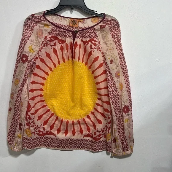 Tory Burch Sun and flowers Lisa Giverny print cotton tunic boho shirt size 2