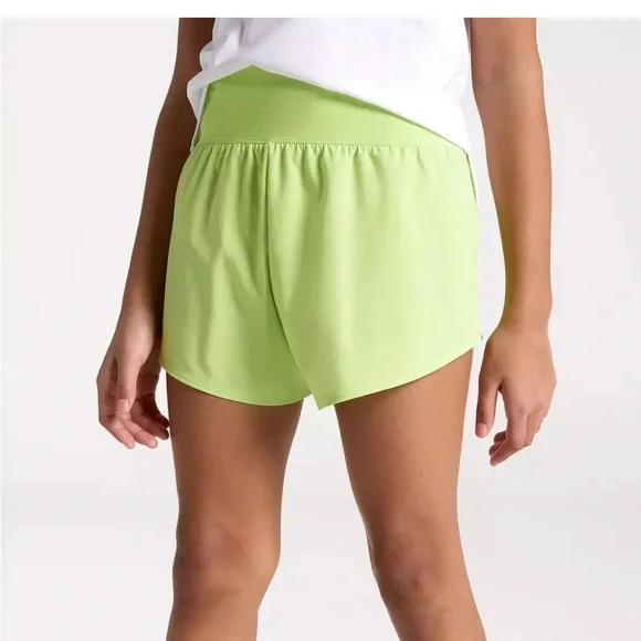 DSG Girl's Large Neon Pear High Rise Performance Shorts Lined Knit Waistband NWT