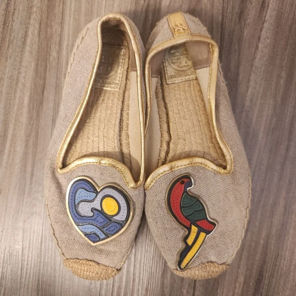 Tory burch parrot espadrilles size 5