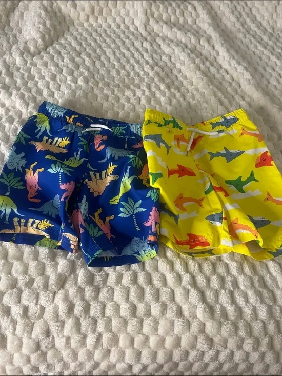 Old Navy (2pairs) Boys' Shark & Dinosaur Swim Shorts - Blue and Yellow