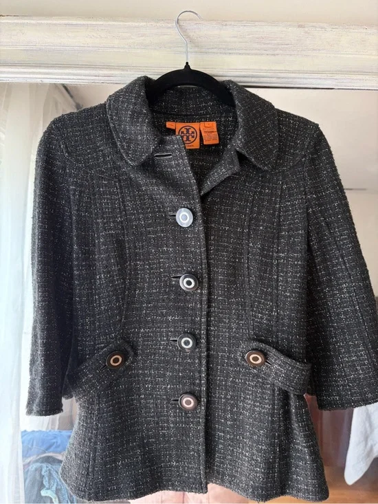 Tory Burch Charcoal Tweed Button-Front Jacket & Skirt