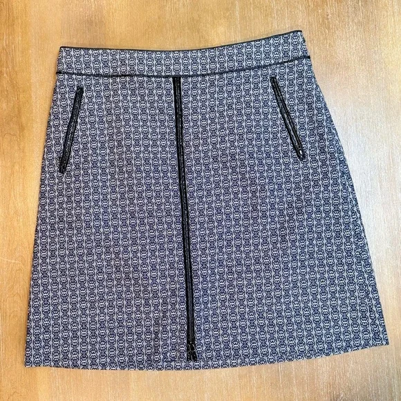 NWOT Tory Burch Gemini Link Chaumont Skirt Navy White Size‎ 8