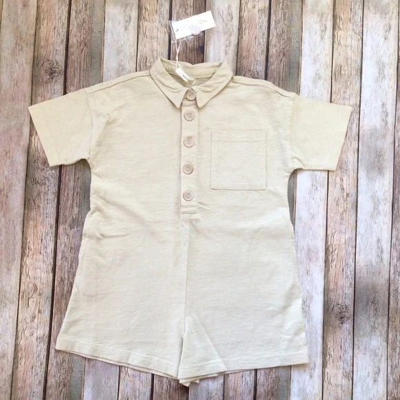 NWT Rylee + Cru Lemon Collared Button Romper