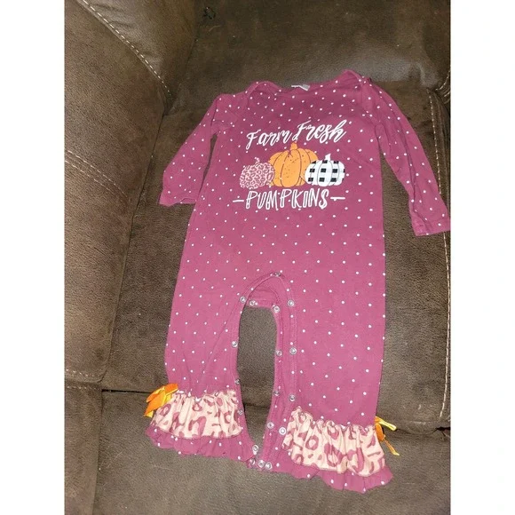 Boutique fall autumn Halloween farm fresh pumpkins romper 18 24 months