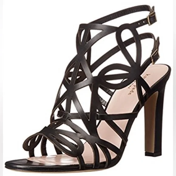 kate spade Black Strappy Cutout High Heel Sandals