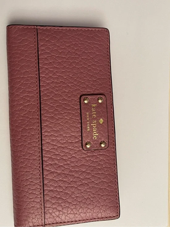 kate spade Pebbled Leather Wallet in Dusty Rose