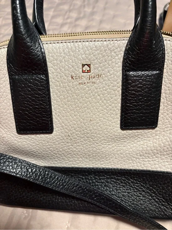 kate spade Two-Tone Black & Cream Pebbled Leather Satchel