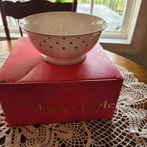 Kate Spade Lenox Larabee Road Platinum Dot Serving Bowl Brand New