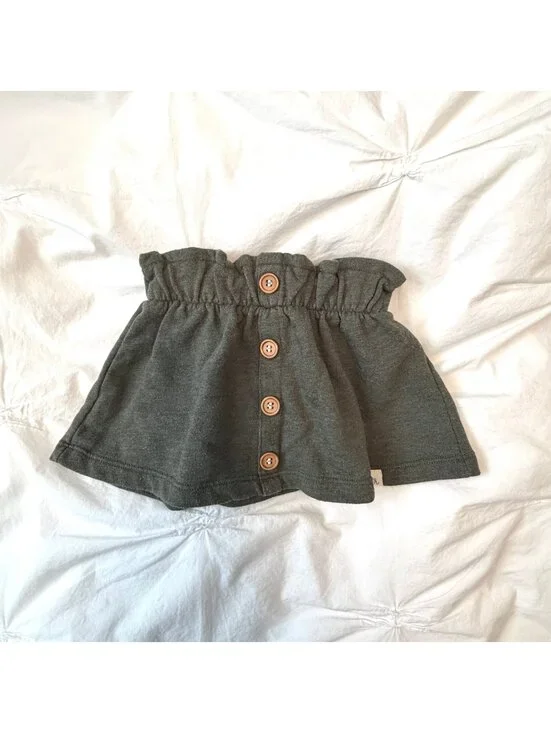 Lulu & Roo Dark Green Button Paper Bag Skirt