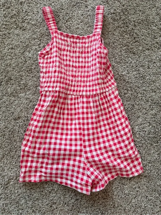 Red Gingham Smocked Romper - Kids Bottoms