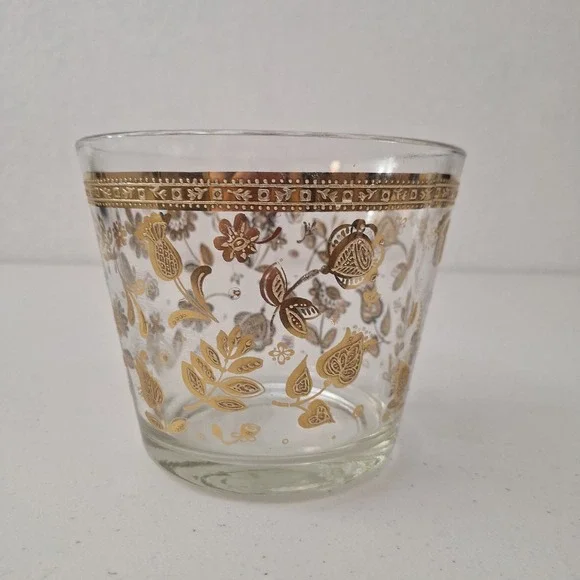 CULVER Signed Gold Pineapple Ice Bucket, Mid-Century Modern Art Deco Regency