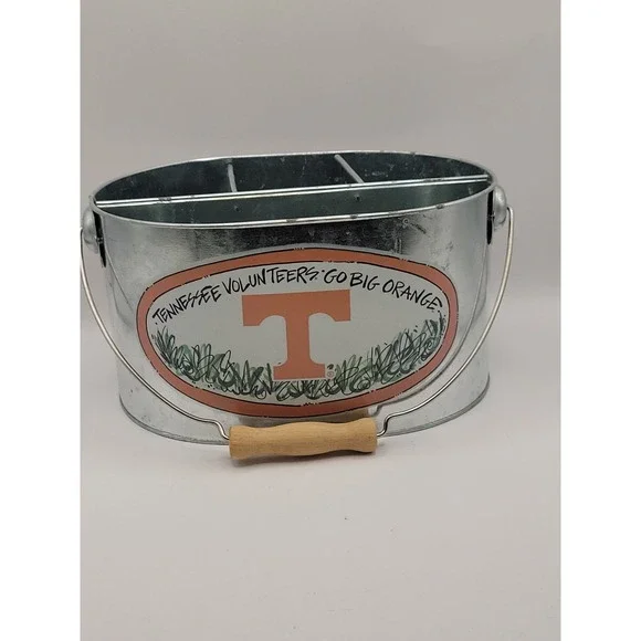 Tennessee Volunteers Galvanized Metal Utensil Caddy Holder Go Big Orange UT Vols