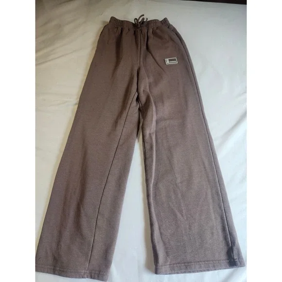 SHEIN Teen Girls Brown Wide Leg Sweatpants Drawstring Pockets Size 10-11Y 146