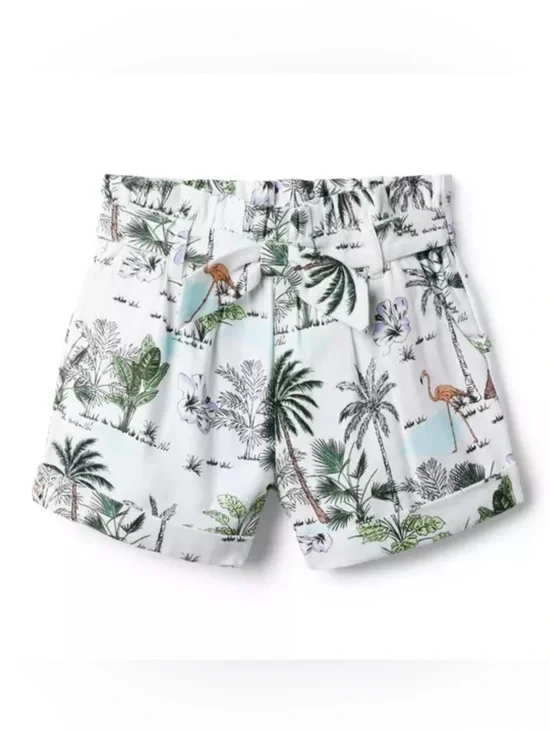 Janie and Jack Girls Tropical Flamingo Paperbag Waist Short Size 10 New