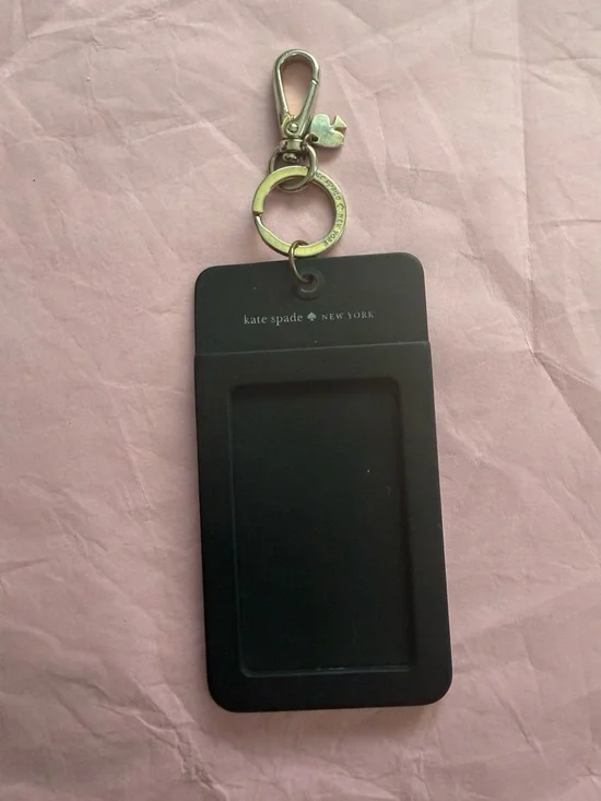 Kate Spade Black Polka Dot Card/ID Holder Keychain