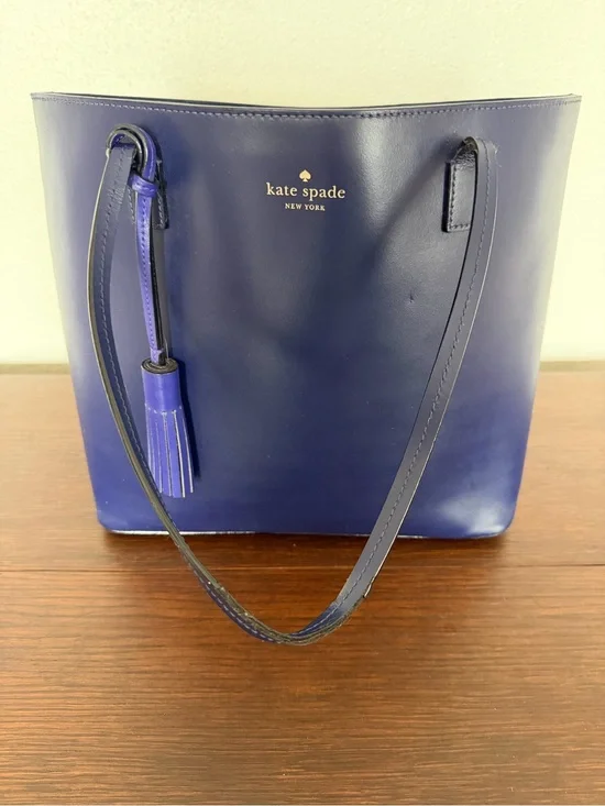 kate spade Navy Blue Leather Tote with Tassel