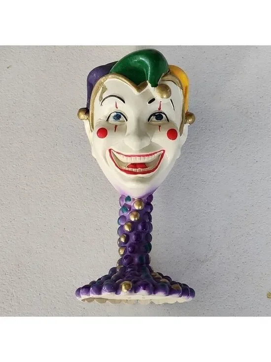 Vintage Mardi Gras Joker Jester Clown Chalice Cup Goblet Rare htf