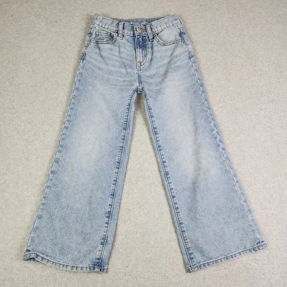 Old Navy Jeans Girls Size 8 Blue Denim Baggy Wide Leg High‎ Rise Built-In Tough