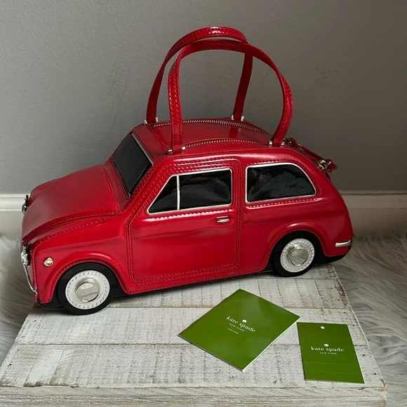 nwt kate spade rose colored glasses red car novelty bag