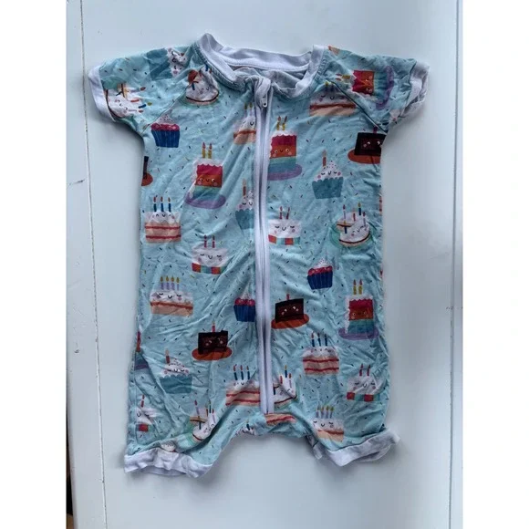 Little Sleepies Birthday Cake Bamboo Shorty Zippy Romper 18-24M