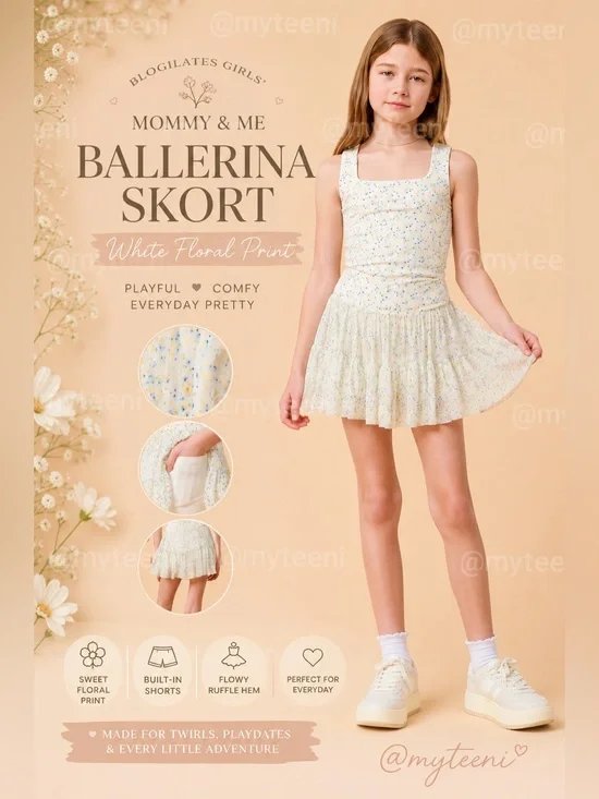 🌼‼️🔥🆕 Blogilates Girls’ Yellow Ballerina Skort