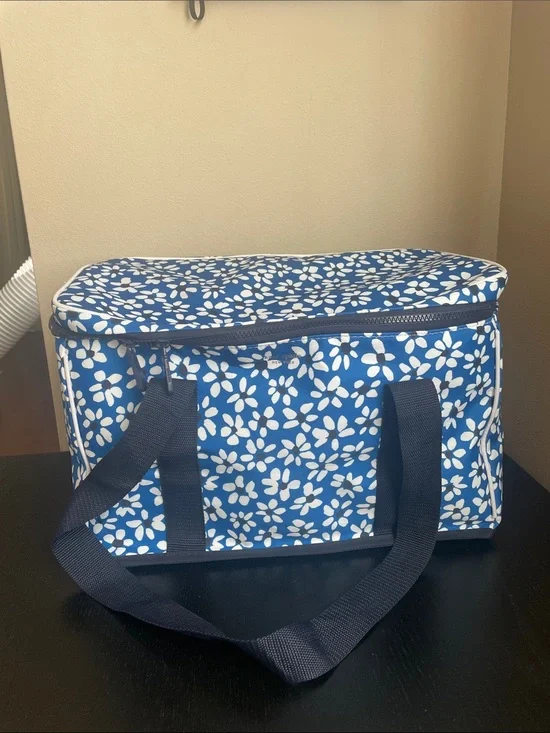 Kate Spade Cooler Bag Blue White Flowers Large Insulated Beach Picnic Road Trip