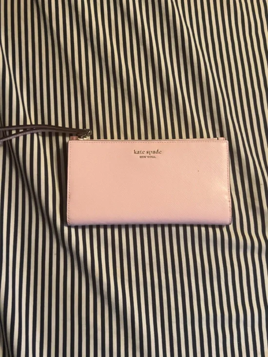 kate spade Pale Pink Leather Zip Wristlet Wallet
