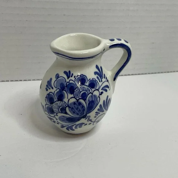Vintage De Delftse Mini-Pitcher Creamer Delft Pottery Three Stars D.P. Holland