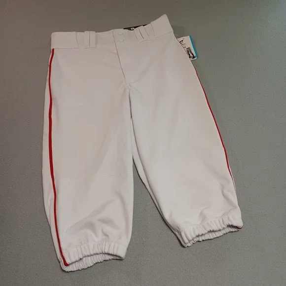 Champro Youth XL Baseball Pants White Scarlet Red Pipe Knicker‎ Loose Fit BP101
