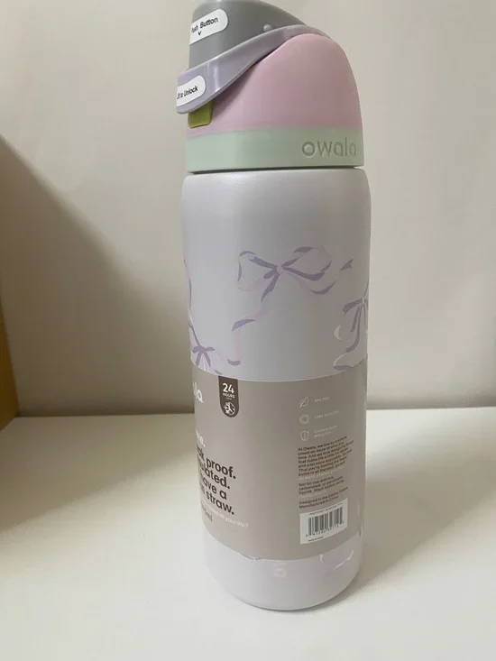 Owala Pink bow stainless steel free sip