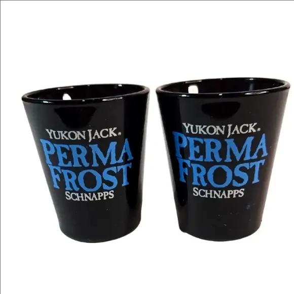 Set of 2 Vintage Yukon Jack Perma Frost Schnapps Shot Glasses Collectible