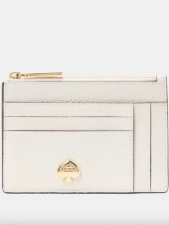 Kate Spade Slim Kayla Pebbled Leather Wallet - Meringue / Gold Hardware