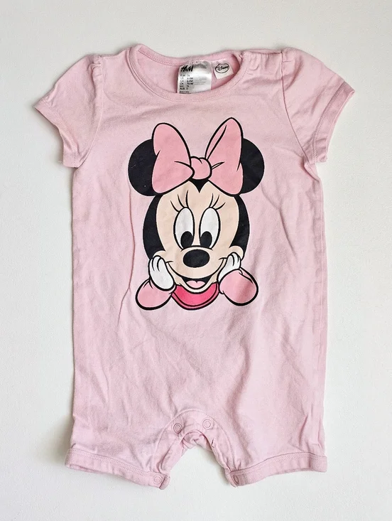 H&M Disney Minnie Mouse Pink Romper Baby Girl 6-9M Cotton